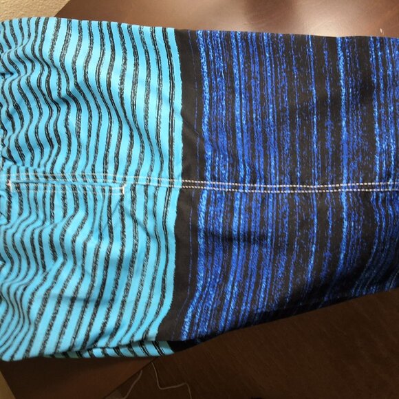 Source Unknown Men's Aqua and Navy Striped Board Shorts - Picture 3 of 7